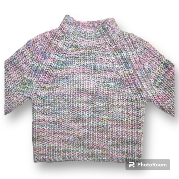 Wilfred Free Aritzia Retrograde Mockneck Pastel Rainbow Cropped Sweater - Picture 6 of 15